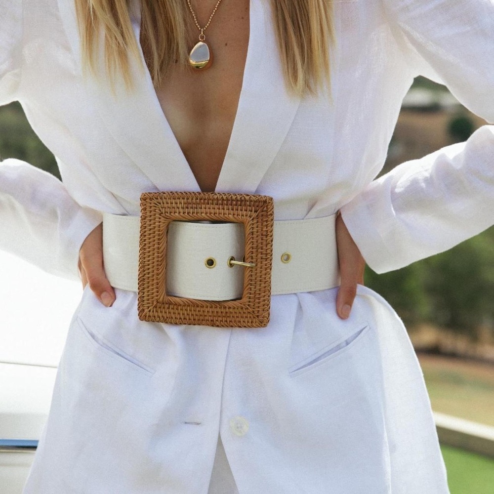 Cult Gaia Rattan Statement Belt